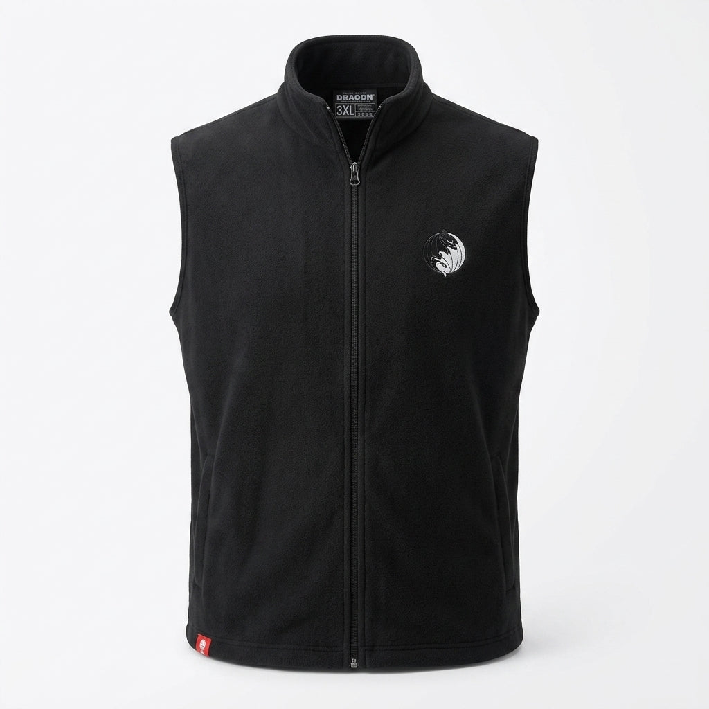 Men's fleece vest from "How to Train Your Dragon: The Hidden World" by Rex Distributor, Inc., featuring a cozy, printed dragon design.