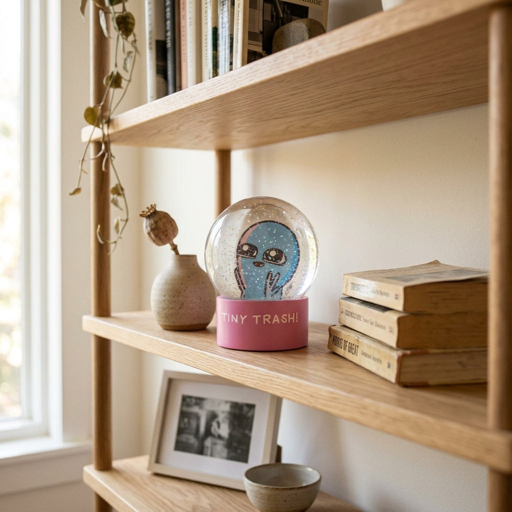 Strange Planet Tiny Trash Snow Globe collectible accessory by Rex Distributor, Inc., featuring a miniature snow globe with quirky design.