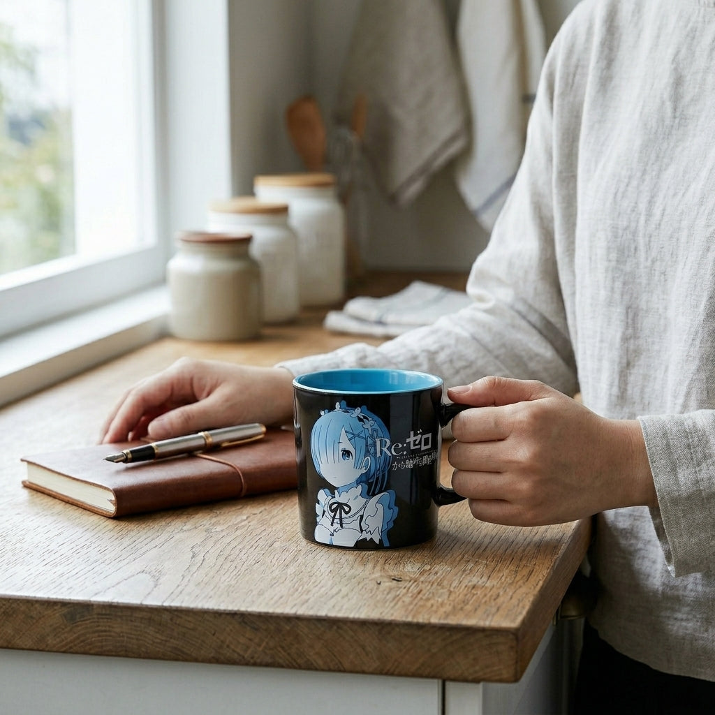 Rem Re:Zero Starting Life in Another World 11oz coffee mug featuring Rem, official Loot Anime x Crunchyroll exclusive accessory.