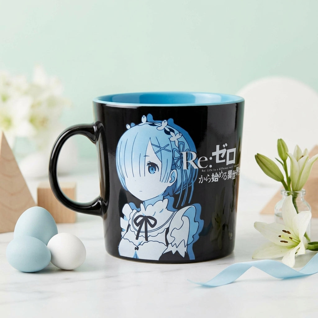 Rem Re:Zero Starting Life in Another World 11oz coffee mug featuring Rem, official Loot Anime x Crunchyroll exclusive accessory.