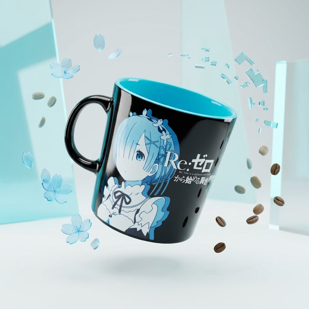 Rem Re:Zero Starting Life in Another World 11oz coffee mug featuring Rem, official Loot Anime x Crunchyroll collectible accessory.