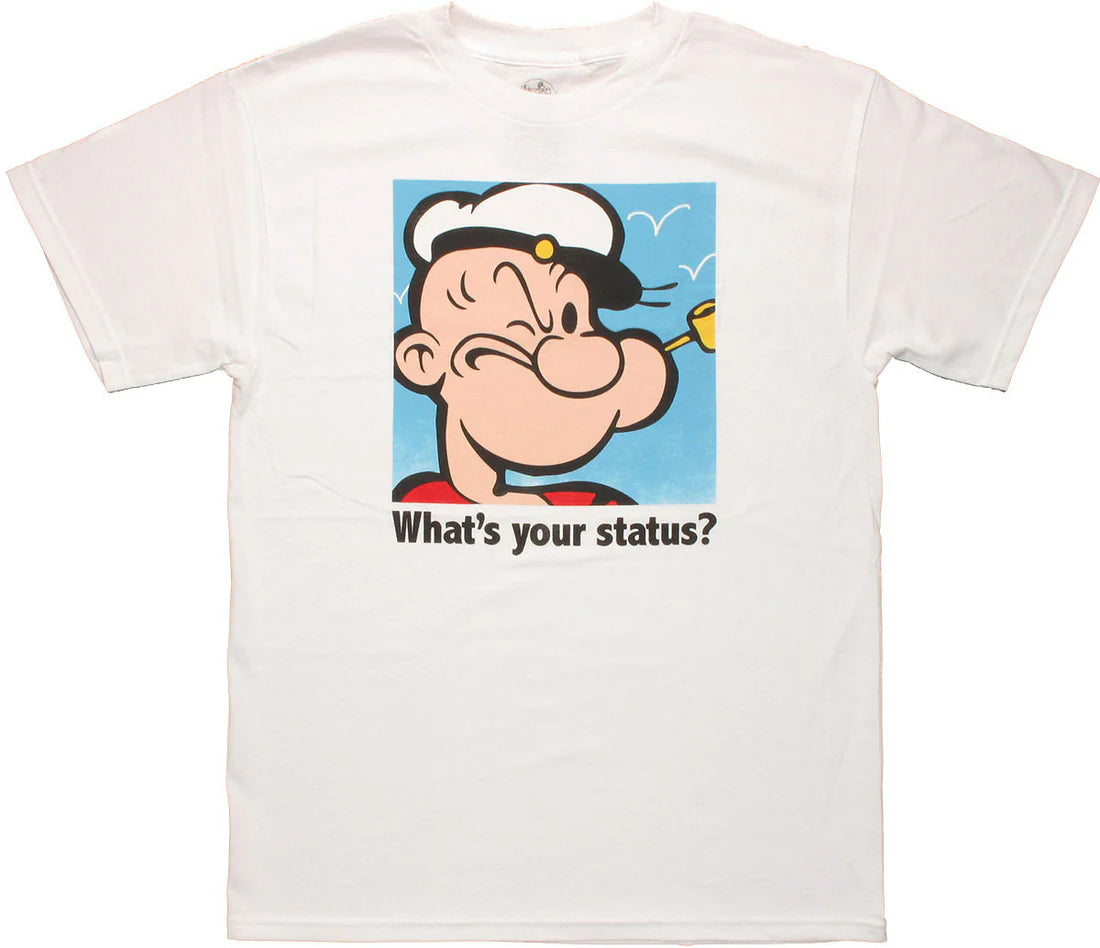 Men's Popeye What's Your Status T Shirt White