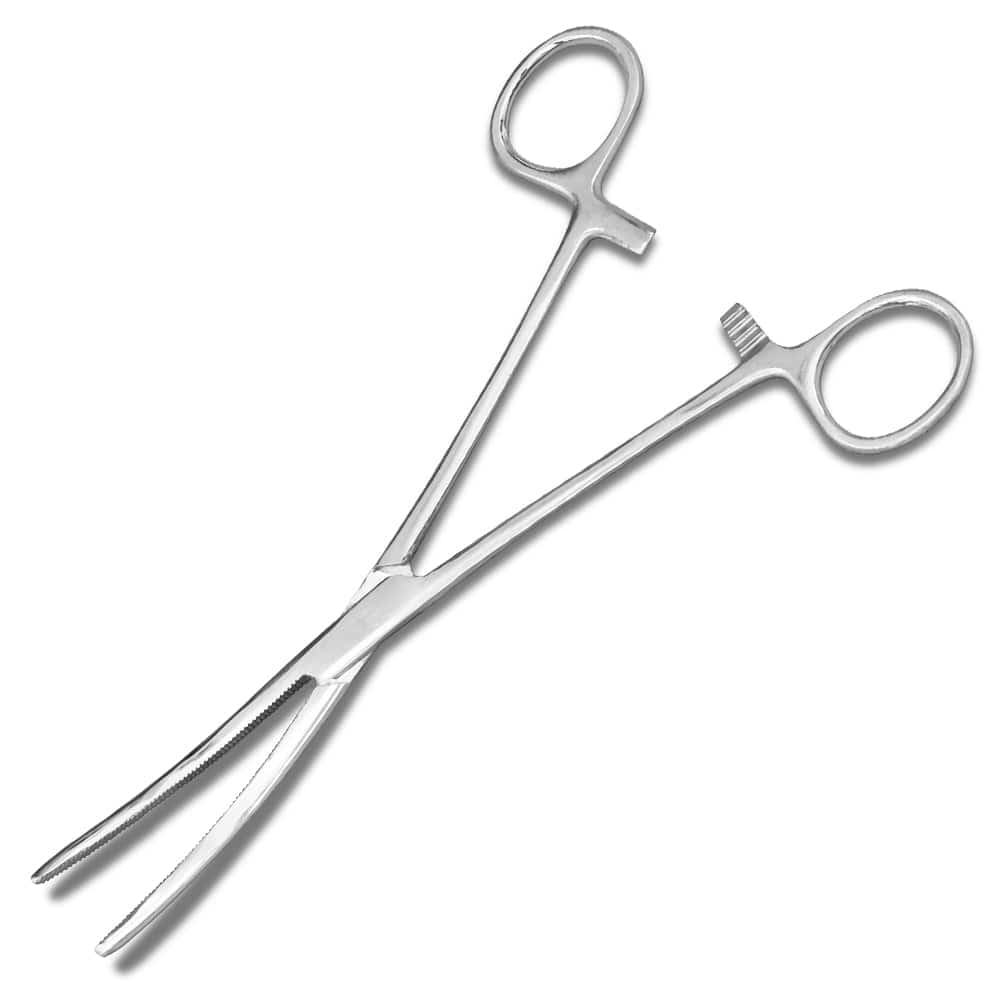 Rex Distributor Inc. RI 526-D CU 6.25-inch curved mosquito forceps with ergonomic handles and precision tips for delicate tasks.