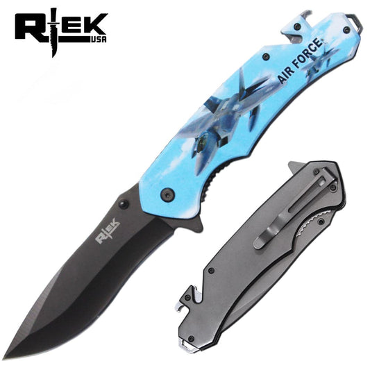 RT 6351-AF 6" Rtek Jumbo Tactical Serviceman Assist-Open Rescue Knife with Bottle Opener, Rope Cutter & Glass Breaker - Rex Distributor, Inc. Wholesale Licensed Products and T-shirts, Sporting goods,