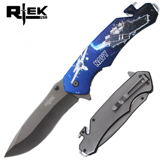 RT 6351-NA 6" Rtek Jumbo Tactical Serviceman Assist-Open Rescue Knife with Bottle Opener, Rope Cutter & Glass Breaker - Rex Distributor, Inc. Wholesale Licensed Products and T-shirts, Sporting goods,