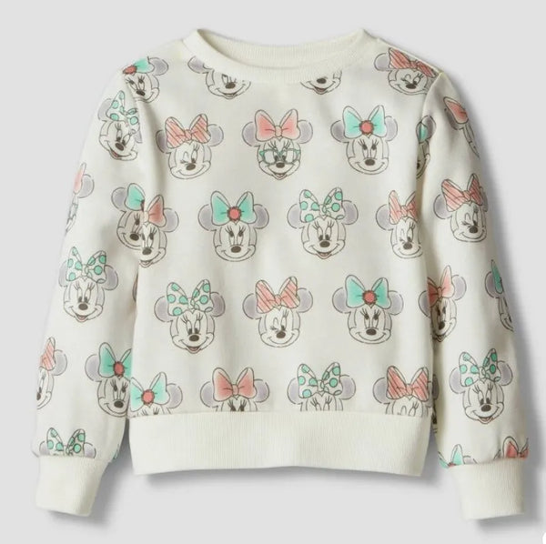 Toddler Girls' Minnie Mouse Printed Pullover Sweatshirt Cream