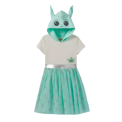 Girls' Star Wars The Child Baby Yoda Hooded Cosplay Tutu Dress - Green/Off-White