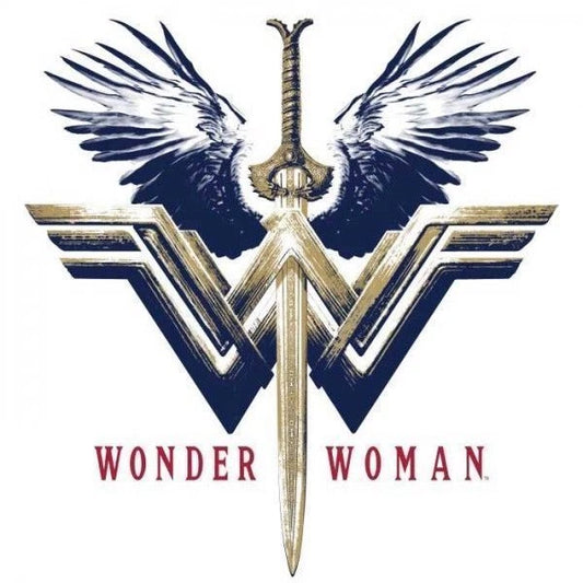 Women's Juniors White Wonder Woman Logo Burnout God-Killer Sword Boyfriend Tee T Shirt