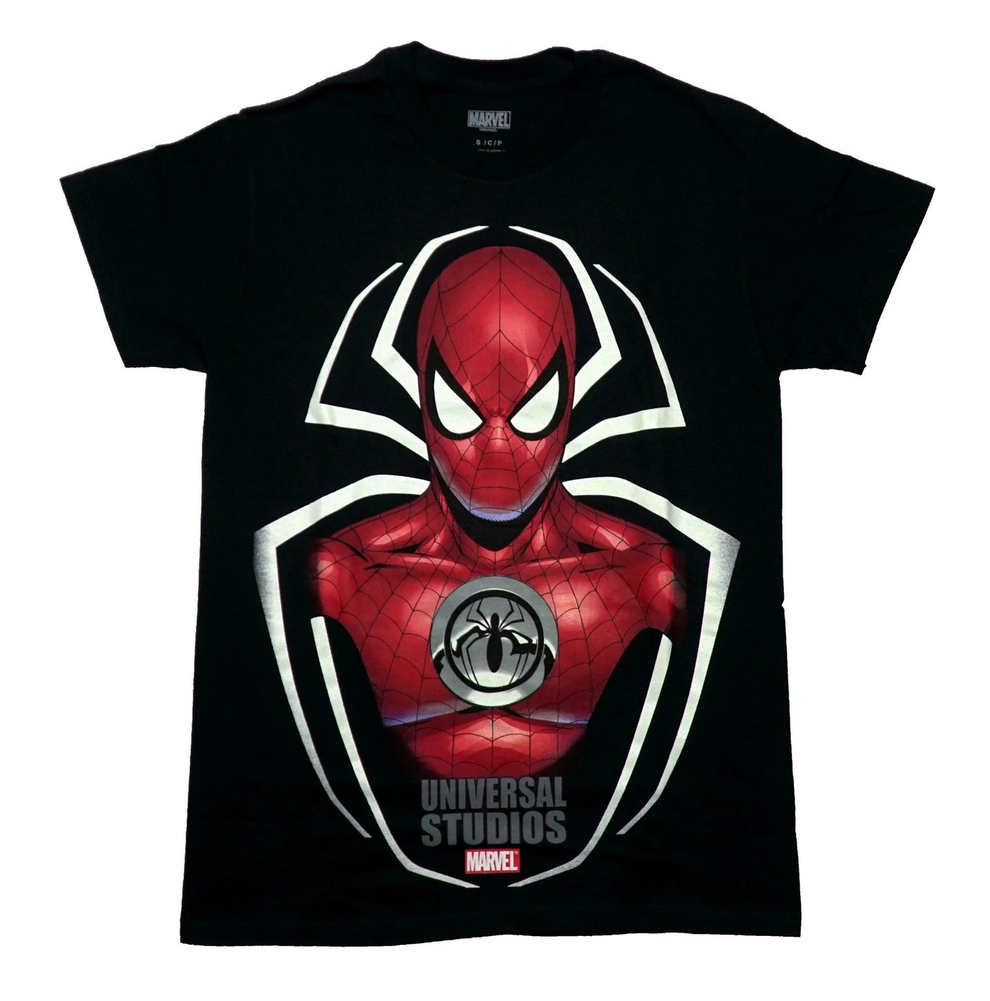 Men's Black Marvel Spider-Man Universal Studios Graphic Tee T-Shirt