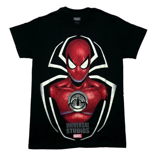 Men's Black Marvel Spider-Man Universal Studios Graphic Tee T-Shirt
