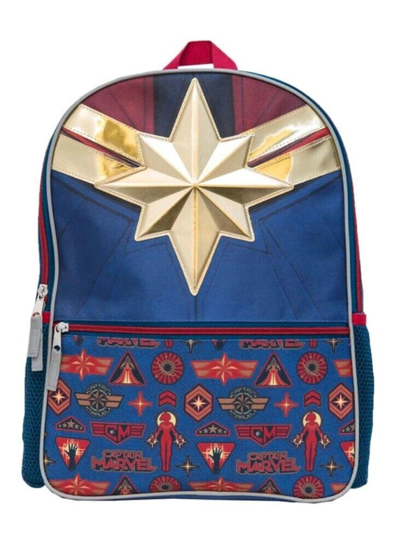 Captain Marvel Red, Blue, And Gold Molded Star Backpack