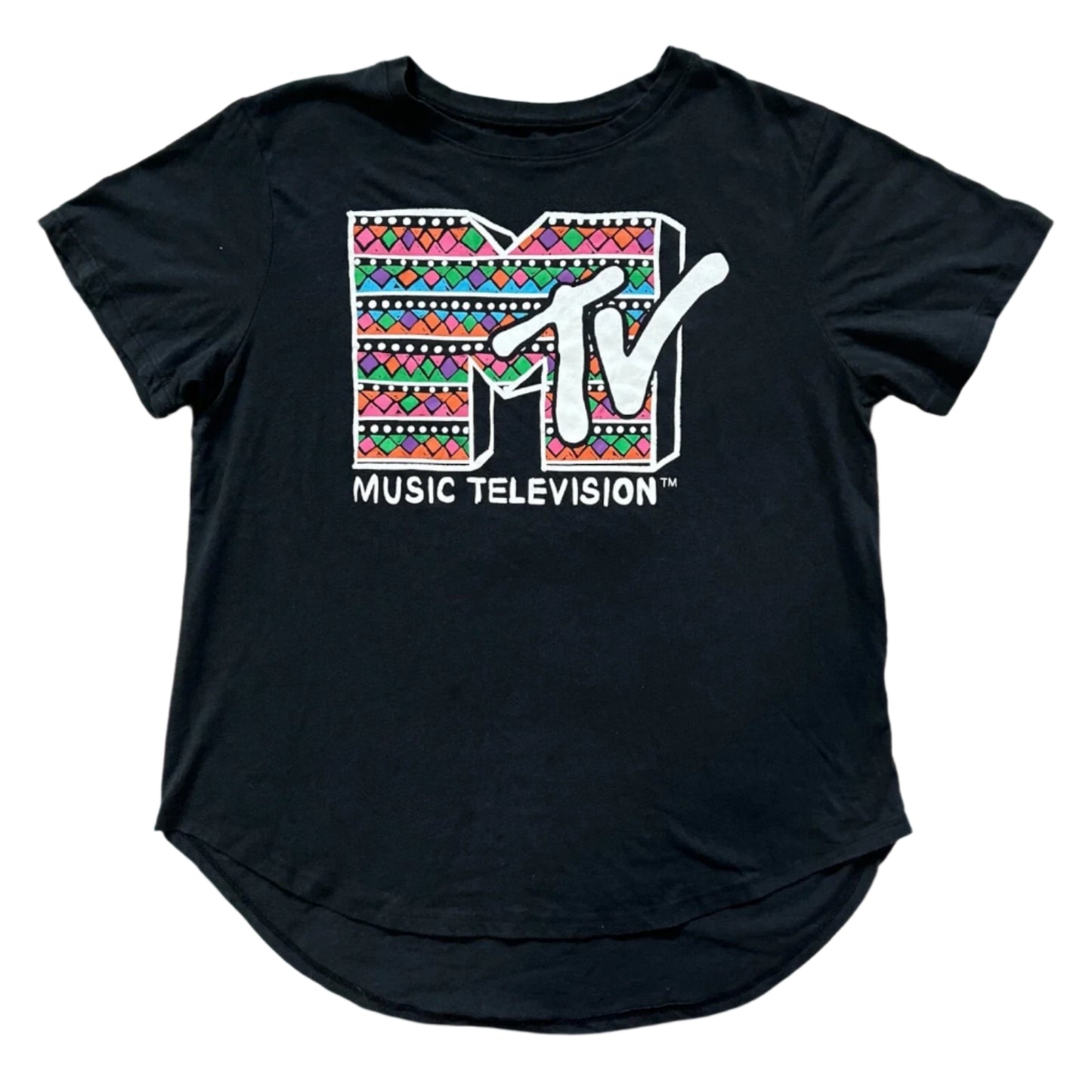 Women Junior's Black MTV Geometric Graphic Logo T-Shirt - Rex Distributor, Inc. Wholesale Licensed Products and T-shirts, Sporting goods,