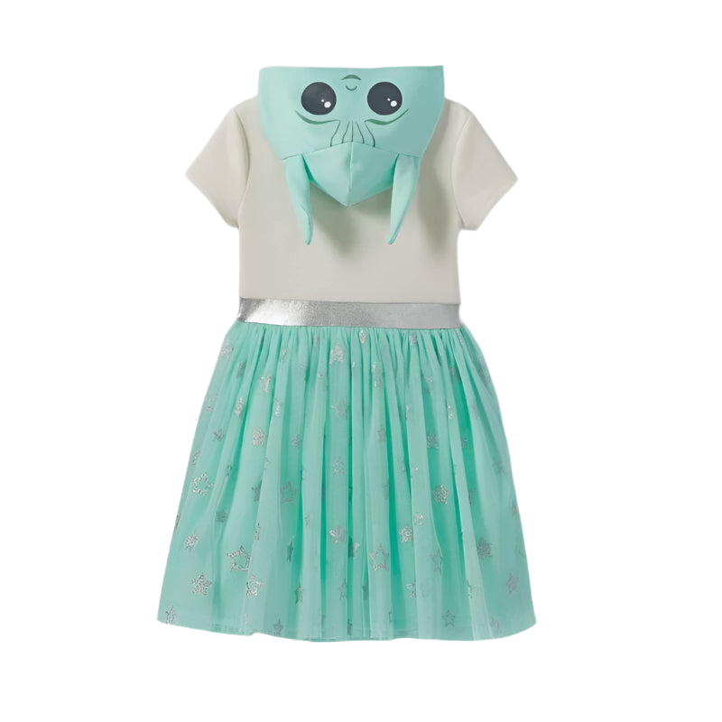 Girls' Star Wars The Child Baby Yoda Hooded Cosplay Tutu Dress - Green/Off-White