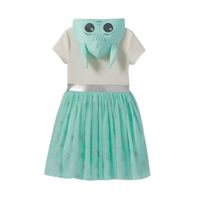 Girls' Star Wars The Child Baby Yoda Hooded Cosplay Tutu Dress - Green/Off-White