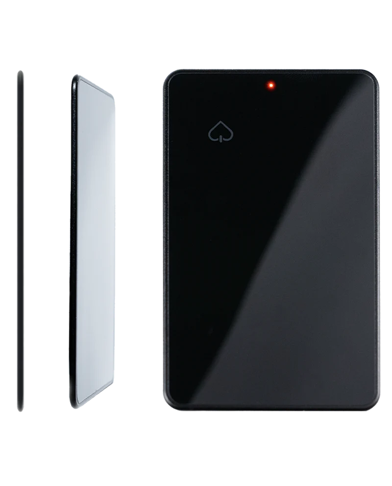 Black smartphone with heart icon on a white background