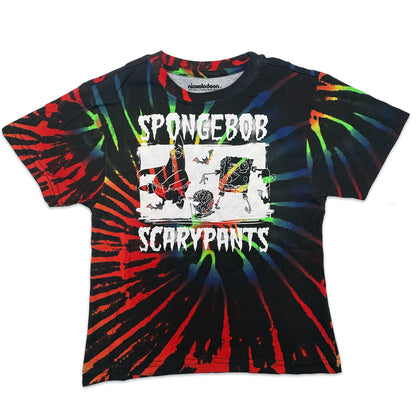 Boys SpongeBob SquarePants Scarypants Halloween tie-dye graphic T-shirt featuring SpongeBob in spooky style.