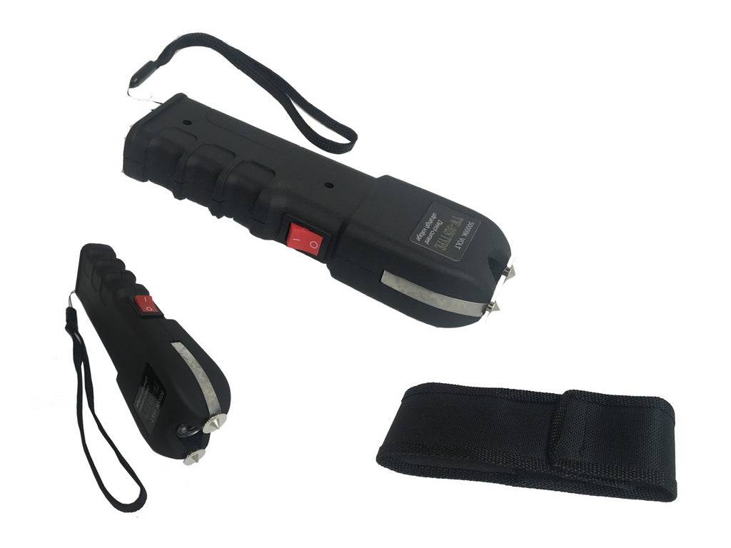 STUN T31928-BK 7" 50000KMV Black Heavy Duty Self Defense Led Flash Light Stun Gun Rechargeable