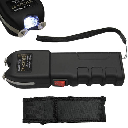 STUN T31928-BK 7" 50000KMV Black Heavy Duty Self Defense Led Flash Light Stun Gun Rechargeable