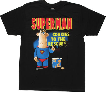 Men's DC Comics Superman Aardman Cookies Graphic Tee T-Shirt Black
