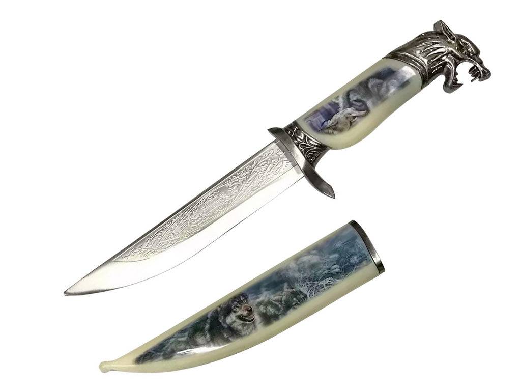 T 224840-WF 13 3/4″ Medieval Dagger with Graphic Printed Scabbard – Wolf - Rex Distributor, Inc. Wholesale Licensed Products and T-shirts, Sporting goods,