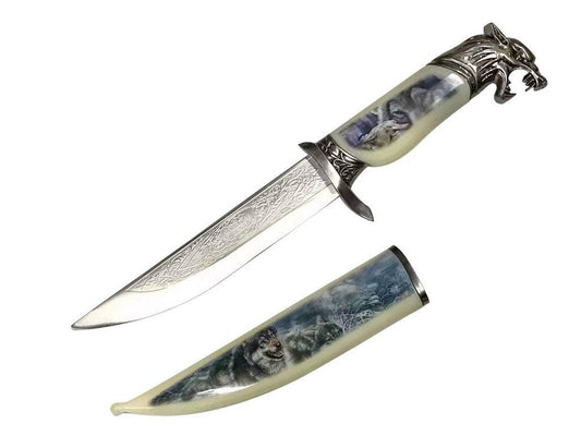 T 224840-WF 13 3/4″ Medieval Dagger with Graphic Printed Scabbard – Wolf - Rex Distributor, Inc. Wholesale Licensed Products and T-shirts, Sporting goods,