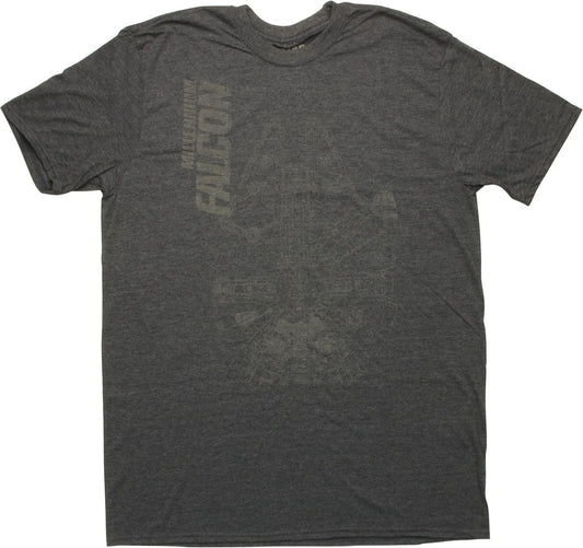 Men's Star Wars Millennium Falcon Blueprint Navy T-Shirt Tee