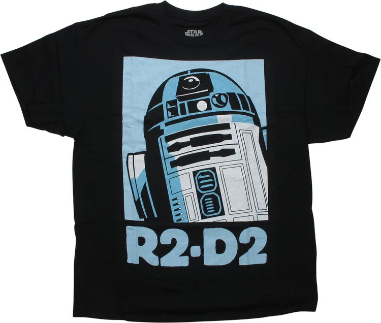 Men's Star Wars R2-D2 Name Square Black T-Shirt Tee