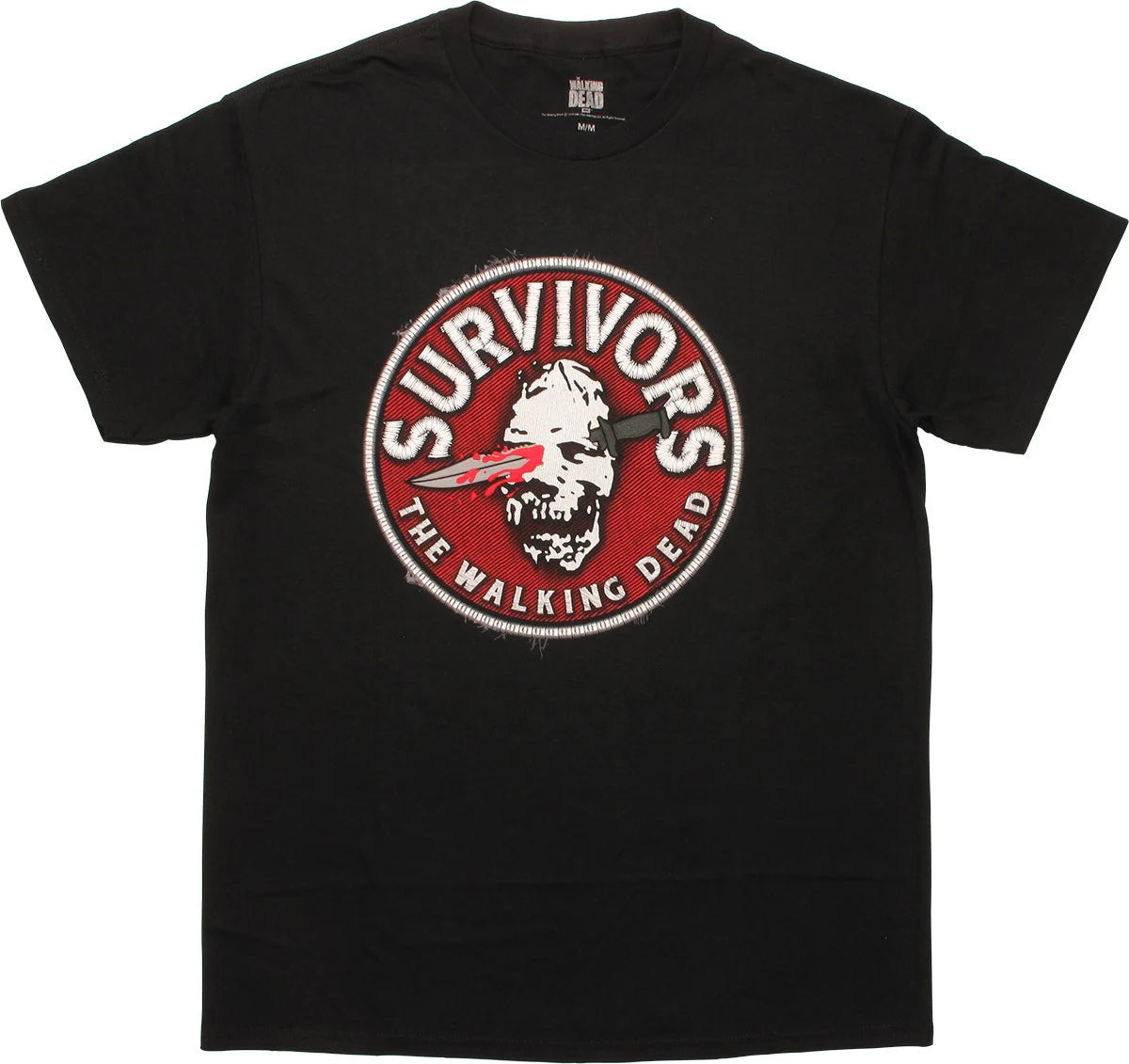 Men's Walking Dead Survivors Faux Patch Graphic Tee T-Shirt Black
