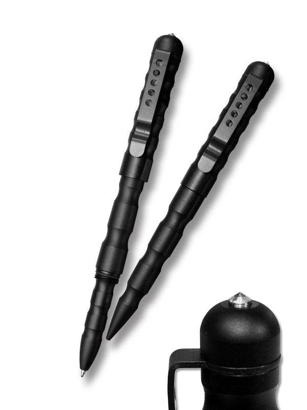 Black TDH 316-60BK tactical pen by Rex Distributor, Inc., designed for self-defense, showing its sleek black body and durable construction.