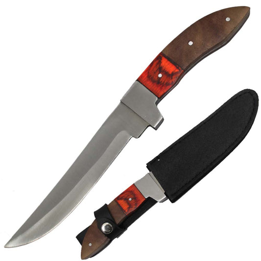 TH 124-WD 10" Multicolor Wood Handle Hunting Knife with Leather Sheath - Rex Distributor, Inc. Wholesale Licensed Products and T-shirts, Sporting goods,