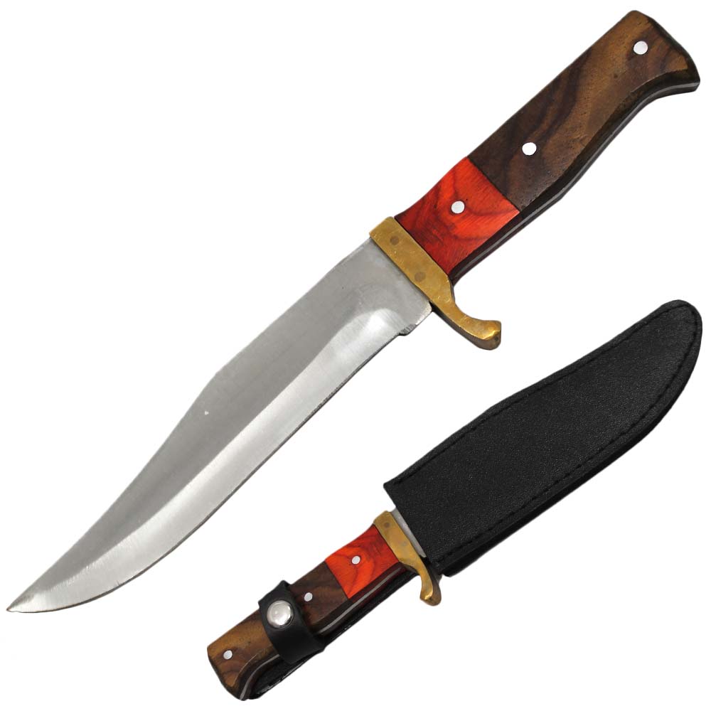 TH 127-WD 10" Multicolor Wood Handle Hunting Knife with Leather Sheath - Rex Distributor, Inc. Wholesale Licensed Products and T-shirts, Sporting goods,