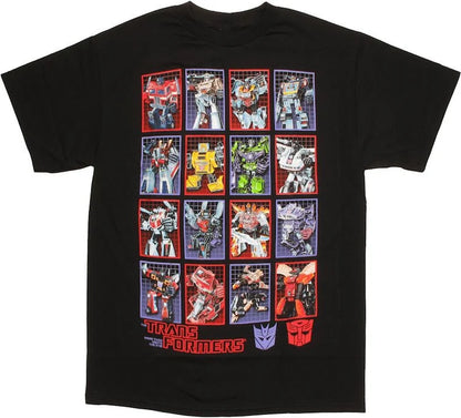 Men's Black Transformers Cyberwall G1 Box Art Graphic Tee T-Shirt