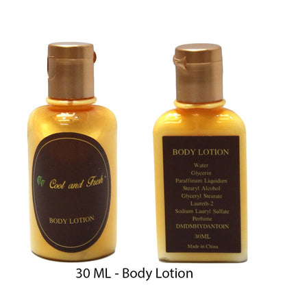 Rex Distributor 5-piece cool and fresh traveling toiletry set with bottles and containers for personal care on the go.