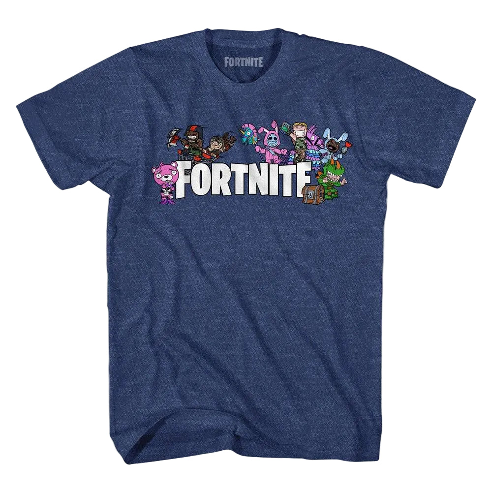 Men's Fortnite Chibi Group Short Sleeve Navy Heather Graphic Tee T-Shirt - Rex Distributor, Inc. Wholesale Licensed Products and T-shirts, Sporting goods,