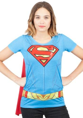 Womens Juniors Supergirl Suit up Sublimated Cape Tee T-Shirt - Rex Distributor, Inc. Wholesale Licensed Products and T-shirts, Sporting goods,