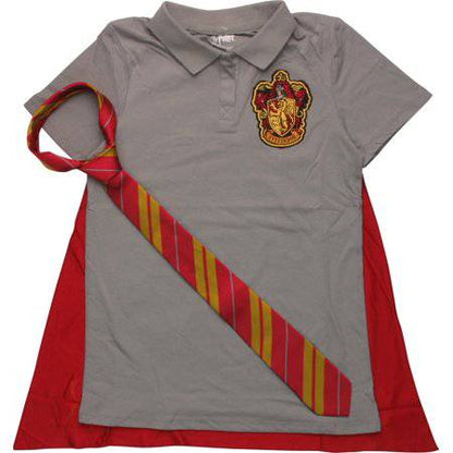 Women Junior's Gray Harry Potter Gryffindor Caped Polo Tie Juniors Tee T-Shirt - Rex Distributor, Inc. Wholesale Licensed Products and T-shirts, Sporting goods,