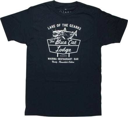 Men's Ozark Blue Cat Lodge Sign Graphic Tee T-Shirt
