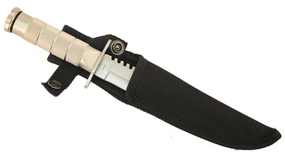SH 5220-SL 8" Silver Stainless Steel Hunting Survival Knife with Sheath