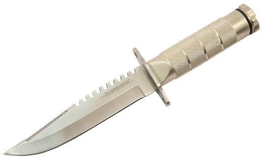 SH 5220-SL 8" Silver Stainless Steel Hunting Survival Knife with Sheath