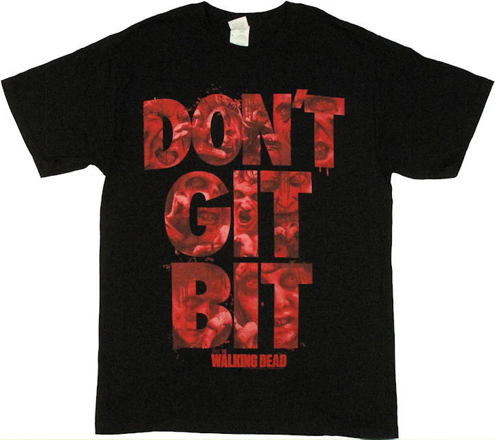 Men's Walking Dead Don't Git Bit Graphic Tee T-Shirt Black