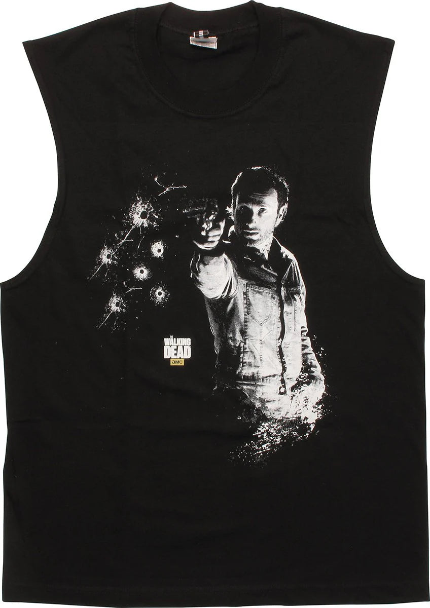 Men's Walking Dead Rick Hunt Be Hunted Muscle T-Shirt Black
