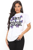 Women's Remaining Anti Social Butterfly Top White Tee T-Shirt