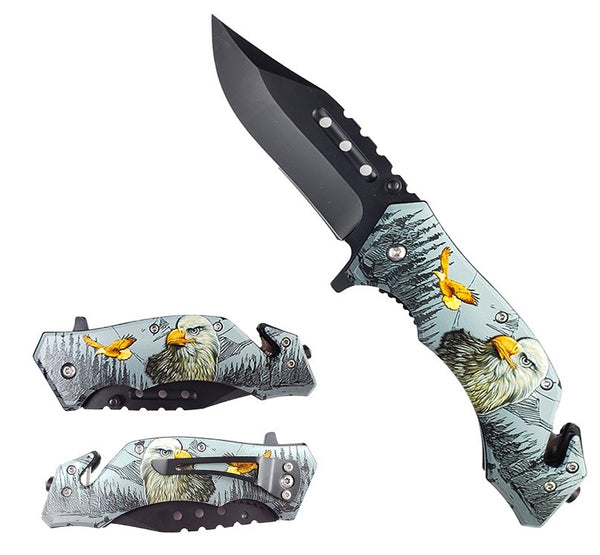 KS 31309-EG 4.5" Spring Assisted Eagle Wildlife Rescue Folding Pocket Knife