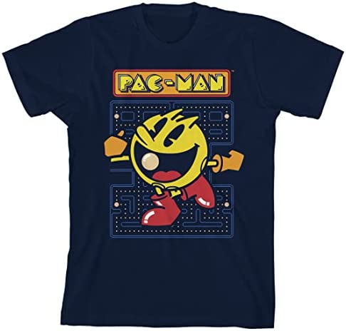 Youth Boys Pac-Man Retro Video Game Navy Graphic Tee T-Shirt