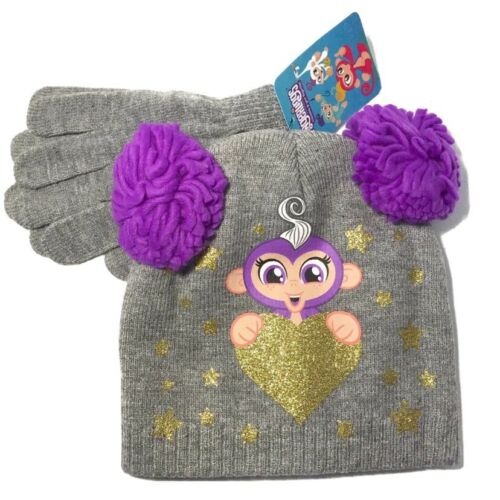 WowWee Poms Purple Glitter Beanie & Gloves Set Girls Fingerlings