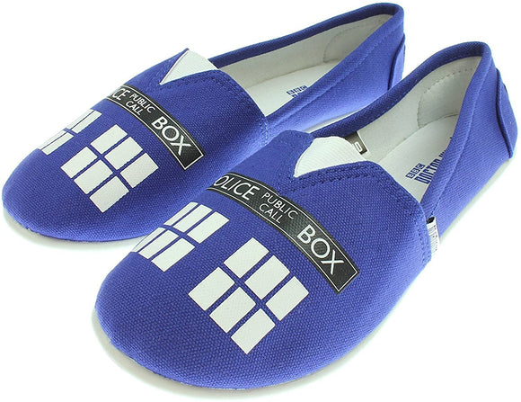 Women's Doctor Who Blue Tardis Slip On Shoes