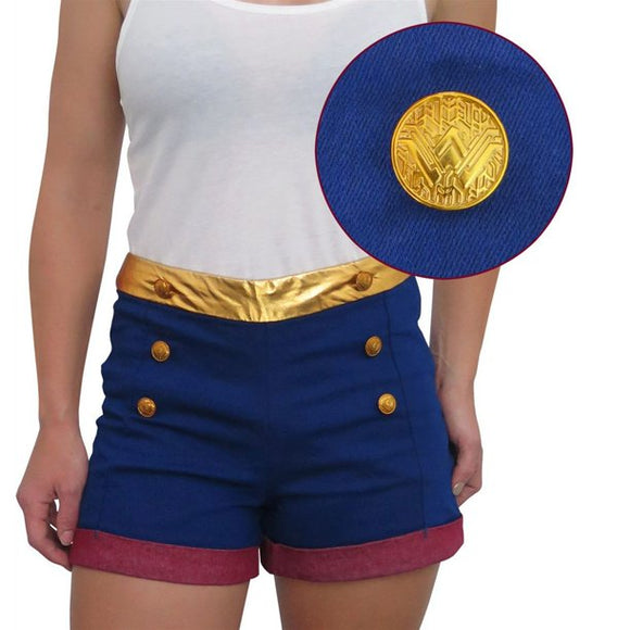 Women's Blue Wonder Woman High Waisted Costume Shorts