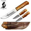 BC 871-YBN 8" Bone Collector Yellow Bovine Bone 3 PCS Hunting Knife with Leather Sheath