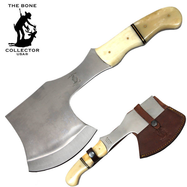 BC 873-WBN 11.5" Bone Collector White Bovine Handle Full Tang Axe with Leather Sheath