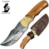 BC HKDB-32 8" Damascus Blade Bone Collector Wood & Bovine Bone Handle Hunting Knife with Leather Sheath
